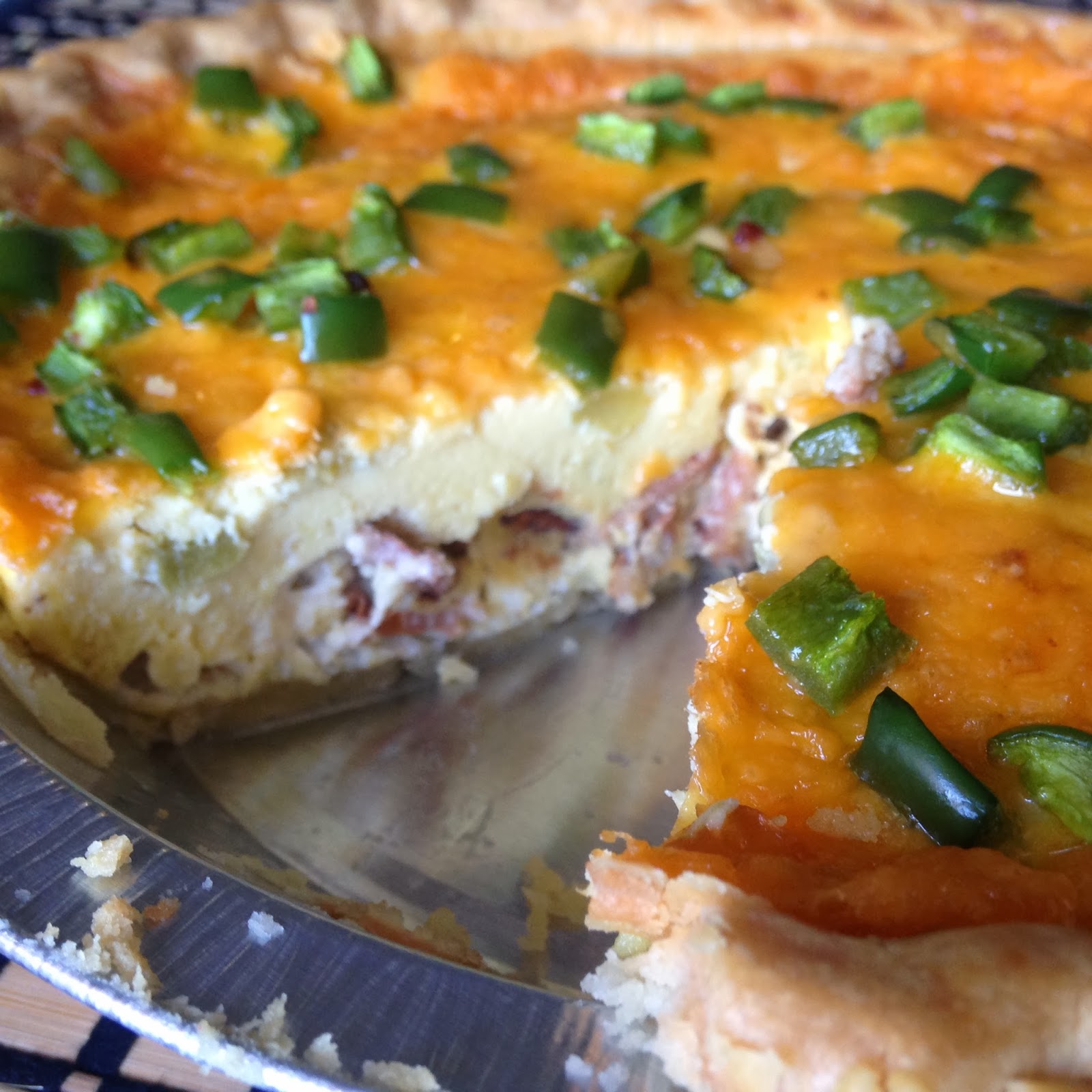 Goat Cheese and Peaches Bacon and Green Chile Quiche