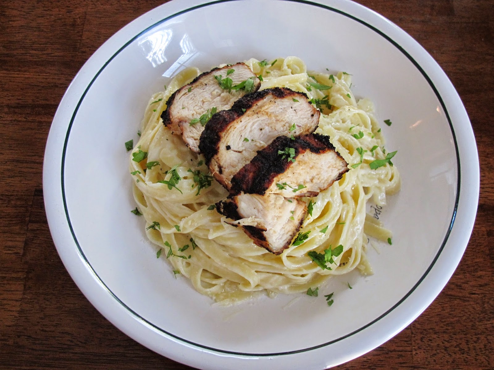 Kitchen Sink Diaries Fettuccine Alfredo with Blackened Chicken