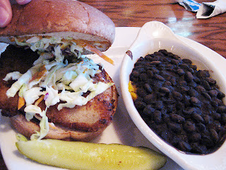 Grilled grouper sandwich with black beans for $13.95.