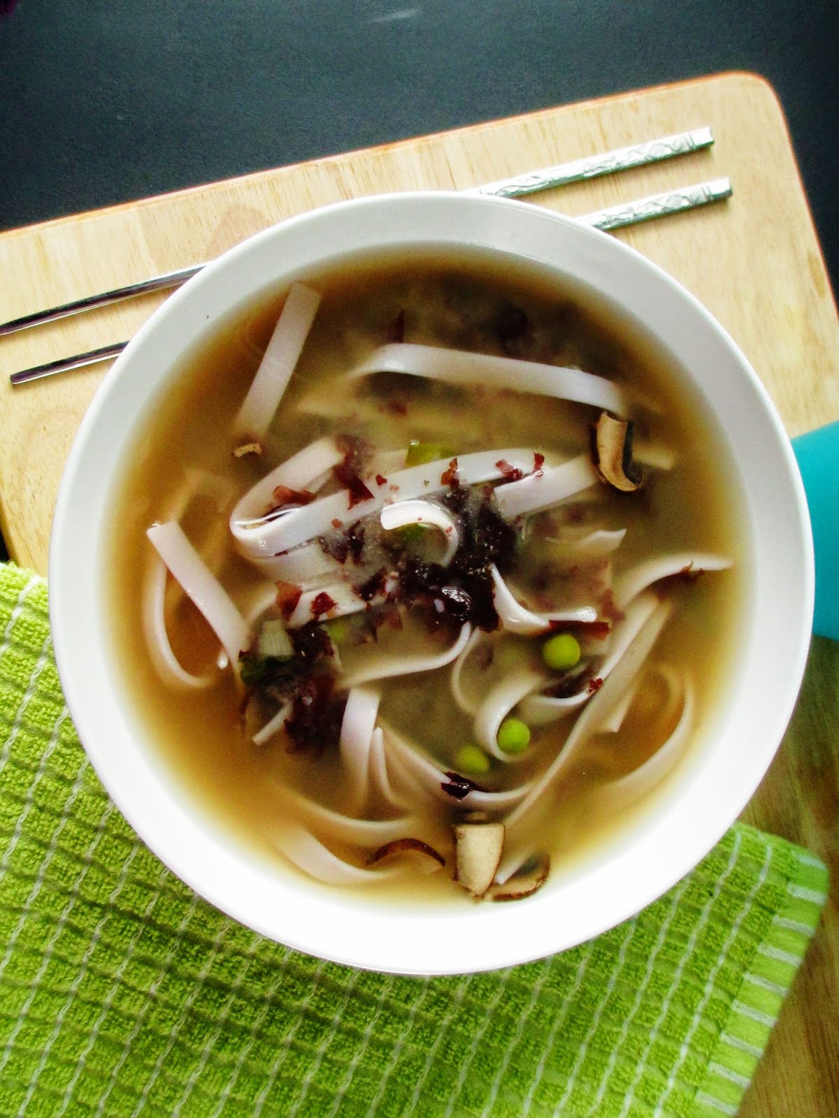 vegan 101 girl Miso Soup with Rice Noodles