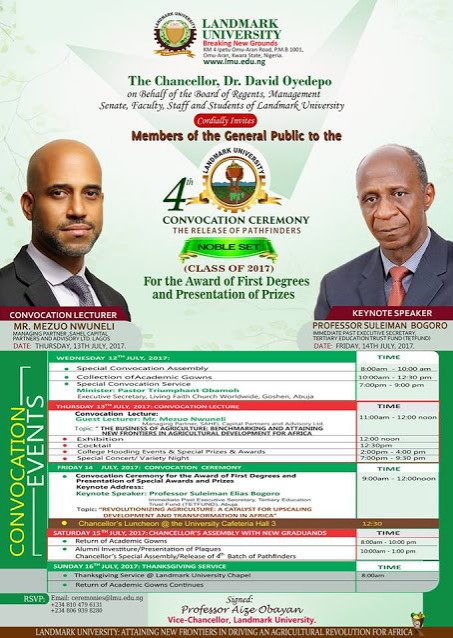 Landmark University 4th Convocation Ceremony Date & Venue Landmark University 4th Convocation Ceremony Date & Venue
