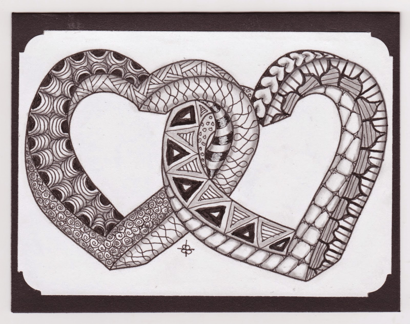 Zentangle spider web coloring page Barb's Cards and Gifts: Impossible Hearts Zentangle