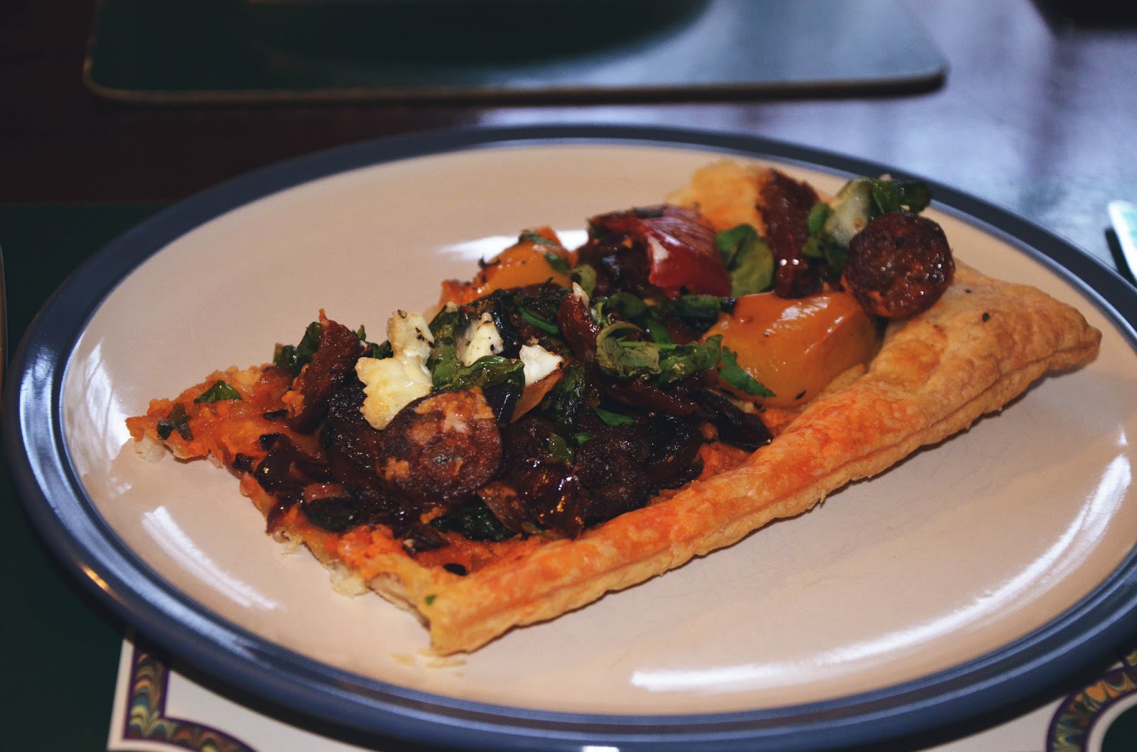 chorizo, goats cheese and spinach tartette Being Ashleigh
