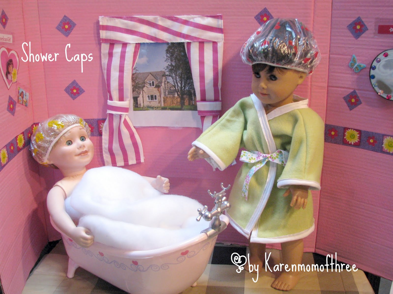 Karen Mom of Three's Craft Blog Doll shower caps another great dollar