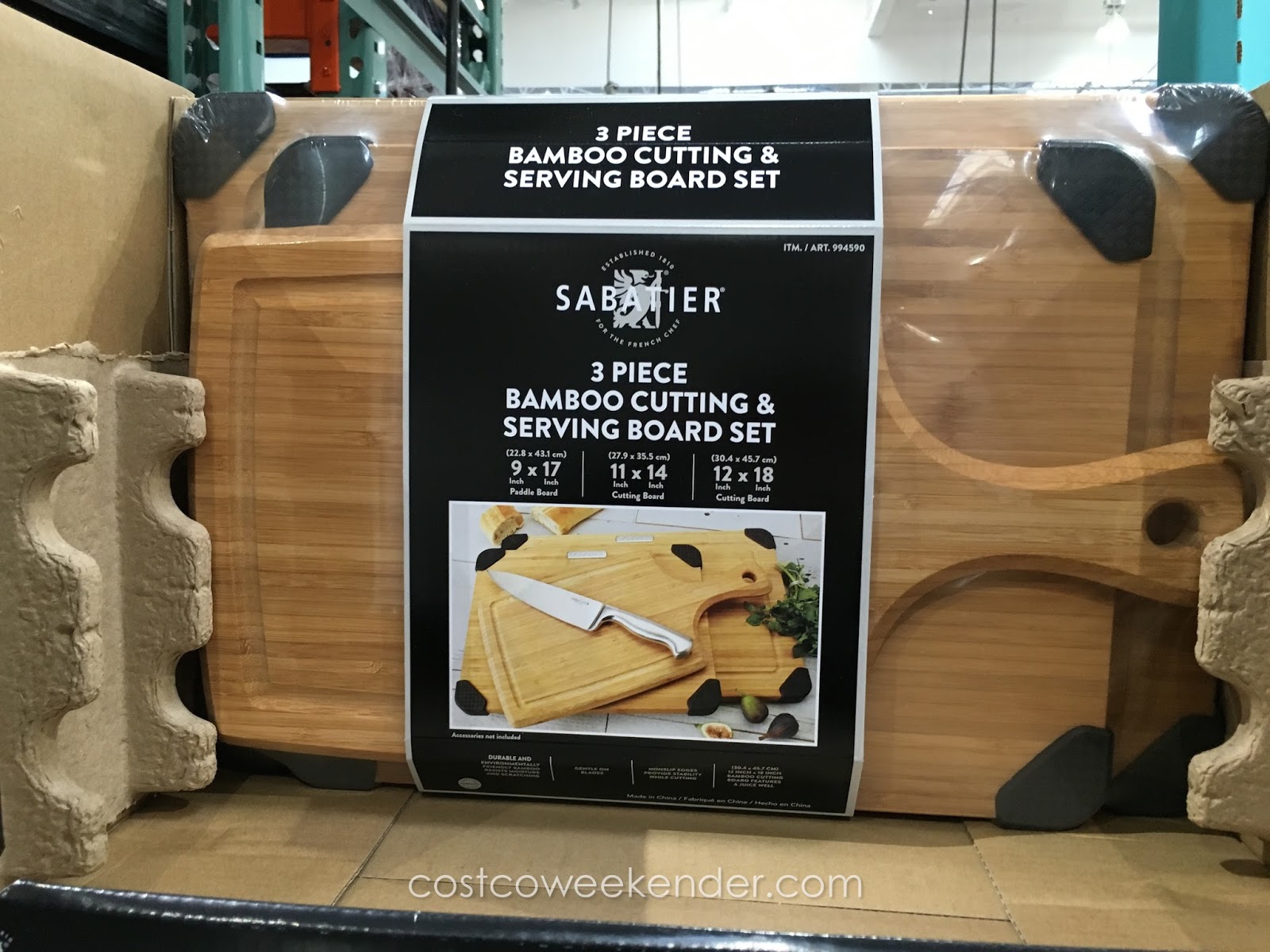 Sabatier 3 Piece Bamboo Cutting & Serving Board Set Costco Weekender