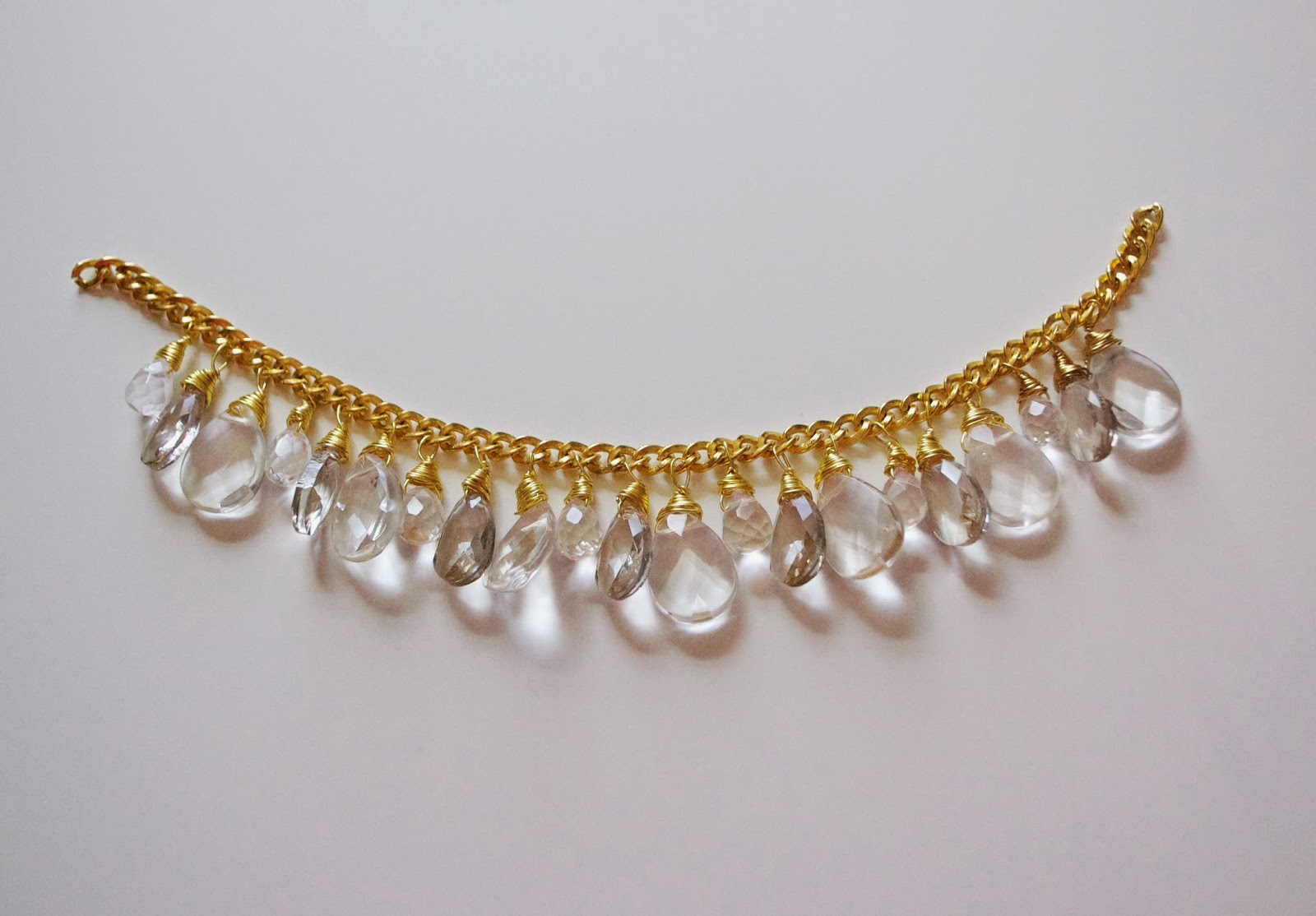 DIY Gold Crystal Drop Necklace My Girlish Whims