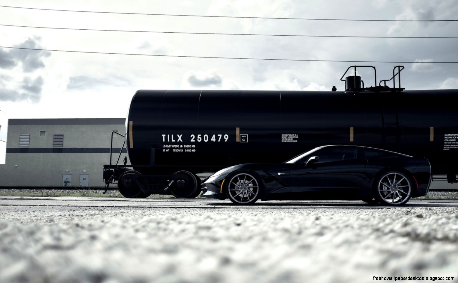 Chevrolet Corvette Stingray Classic Black Car On Road Chevrolet Corvette Stingray Classic Black Car On Road