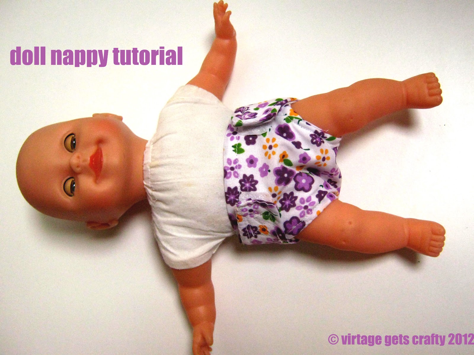 Virtage Gets Crafty Doll cloth nappy tutorial