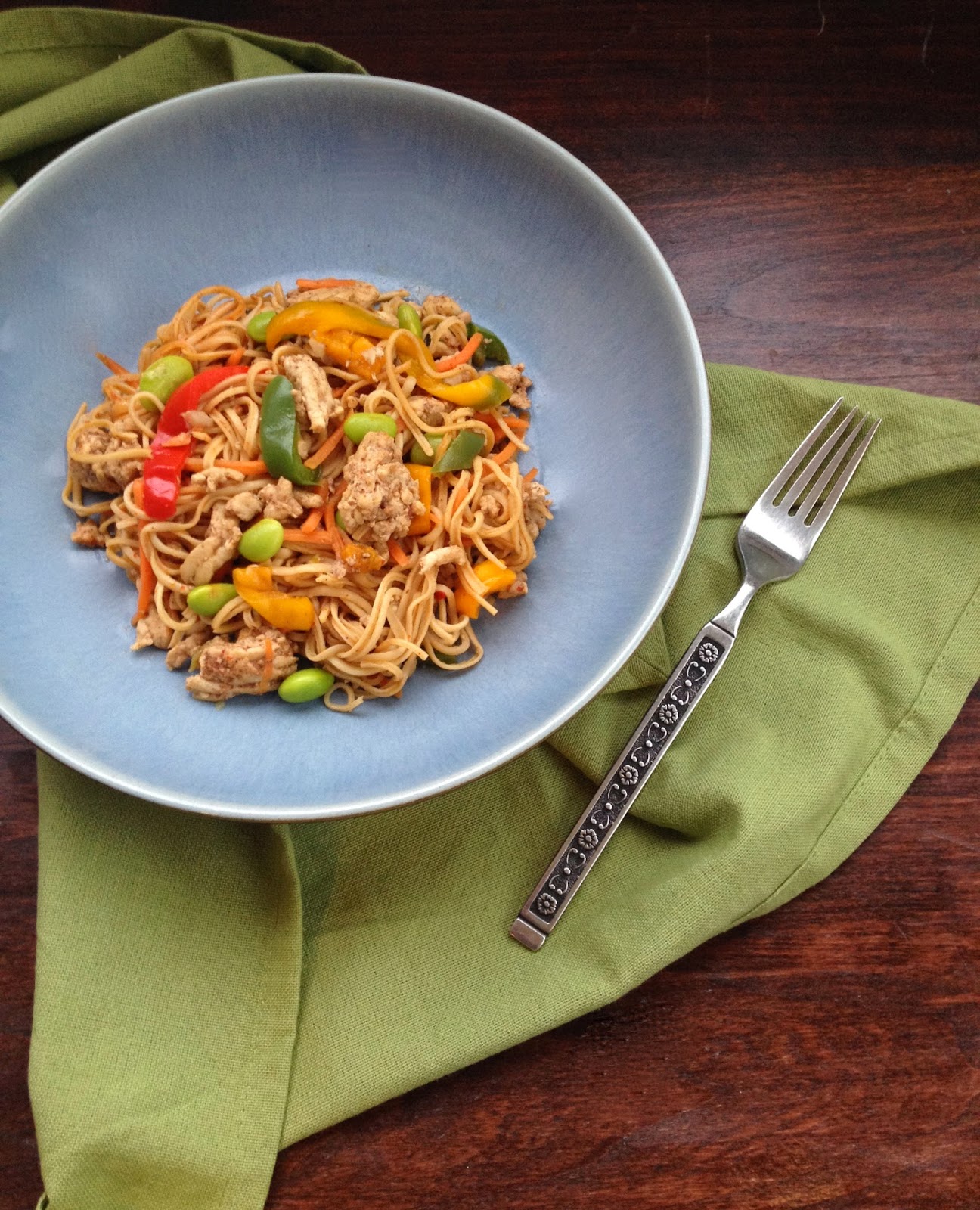Chinese 5 Spice Ground Turkey and Soybean Noodle Stir Fry
