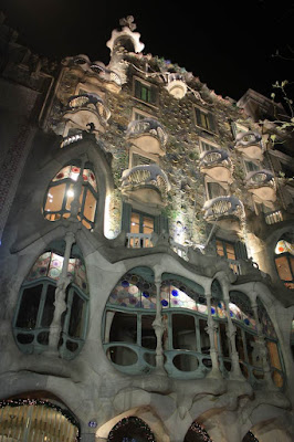 Casa Batlló lit at night