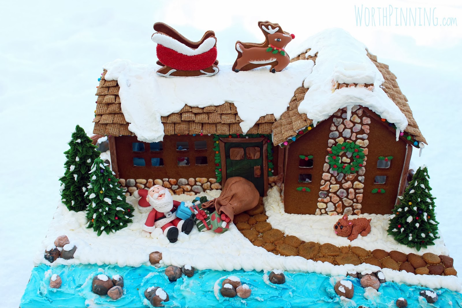 Worth Pinning "Up on the Rooftop" Gingerbread House