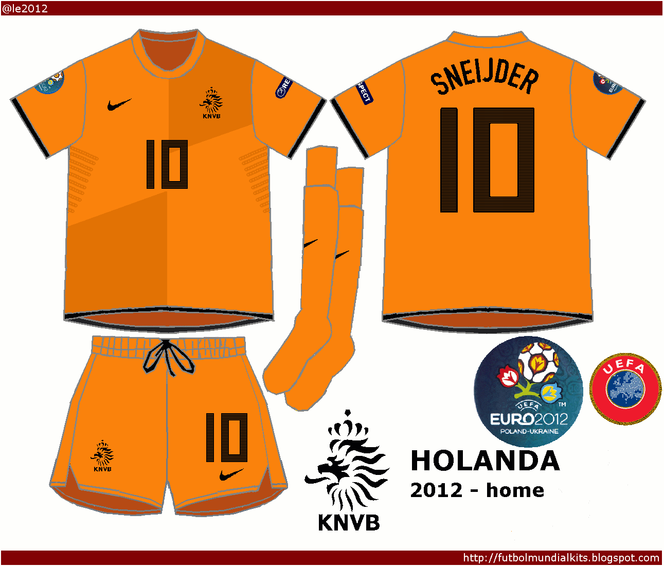 Fútbol Mundial Kits - Uruguay: Selección de Holanda - 2012 (eurocopa)