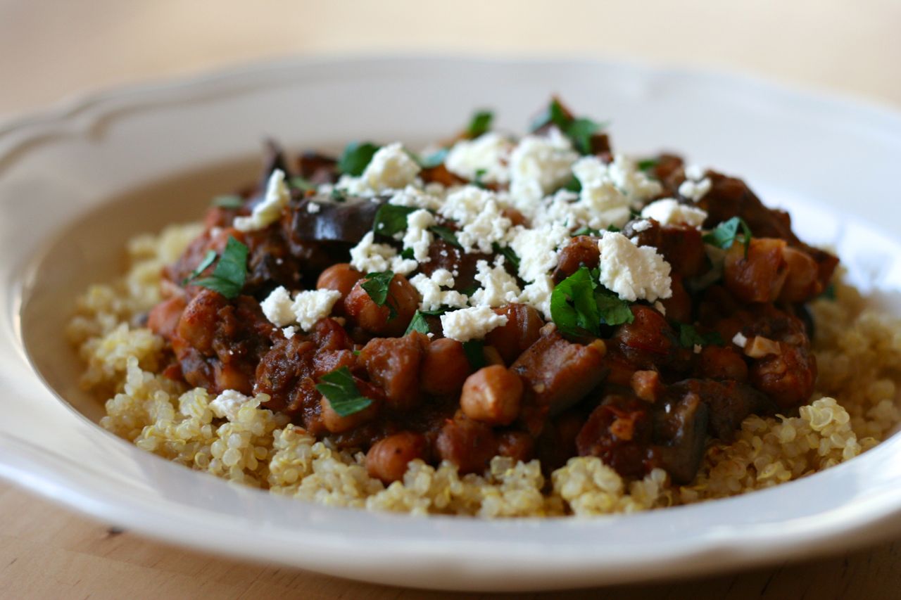 LebaneseInspired Braised Eggplant with Chickpeas Craving Greens