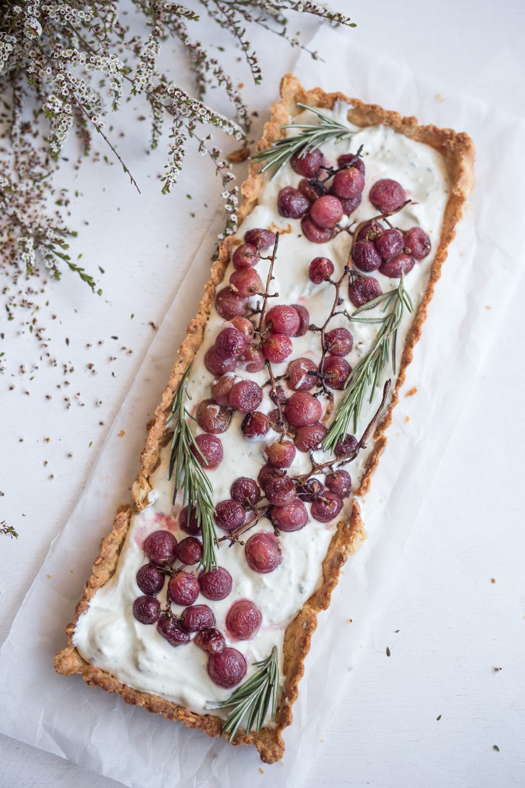 The Hungry Excavator Goats Cheese & Roasted Grapes Tart with Parmesan