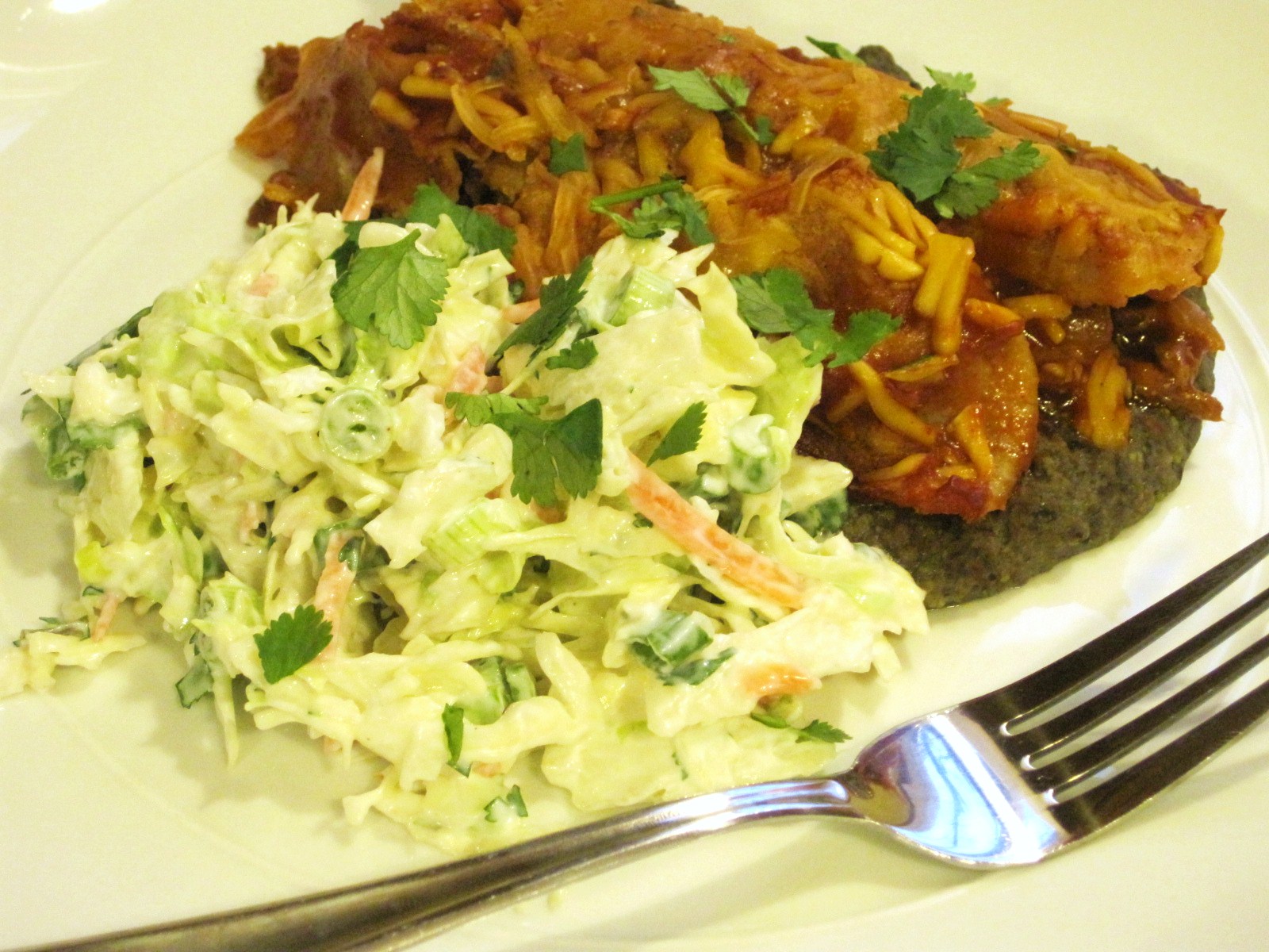 A Nickel's Worth of News BBQ Pork Enchiladas, Bacon Black Beans, & Updated Cilantro Lime Slaw