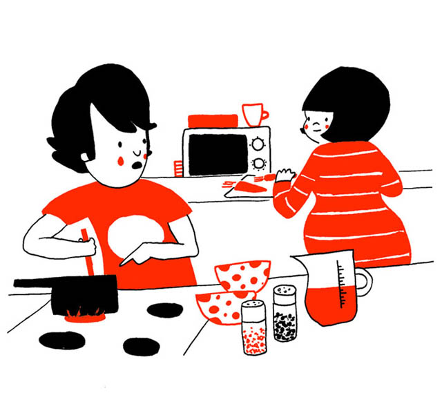 Heartwarming Illustrations Show That True Love Is In The Little Everyday Things - Cooking together often becomes the most challenging and the most fun task Heartwarming Illustrations Show That True Love Is In The Little Everyday Things - Cooking together often becomes the most challenging and the most fun task