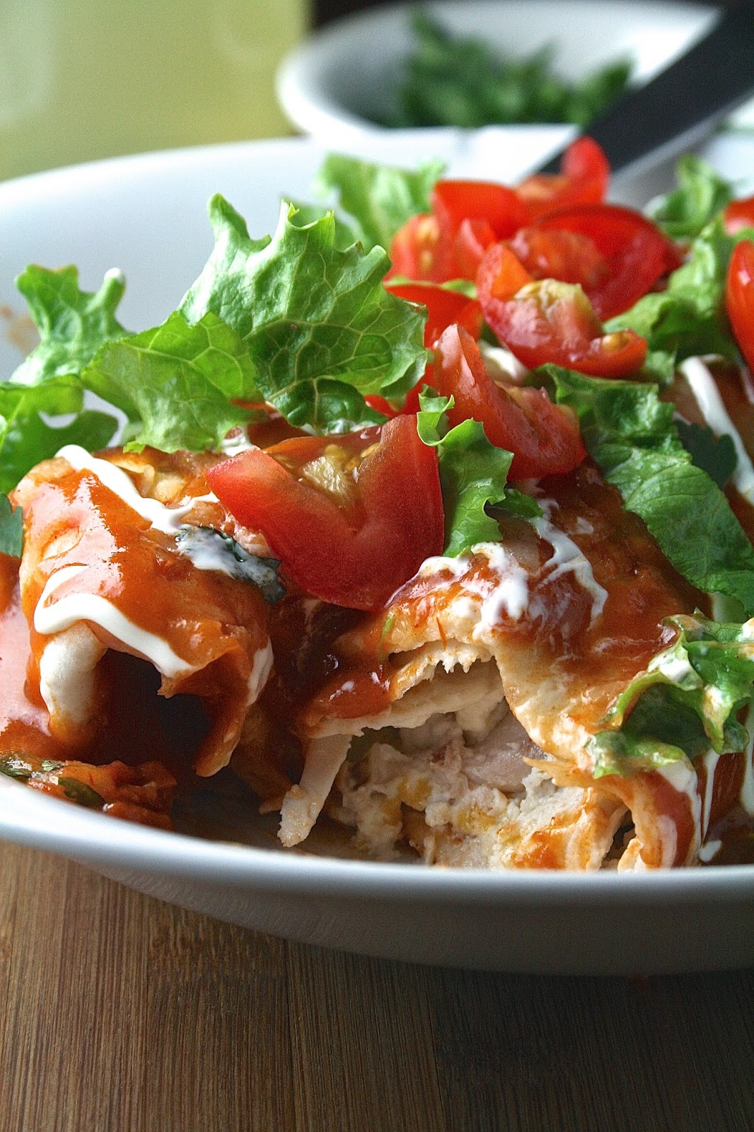 Oregon Transplant Sour Cream and Chicken Enchiladas