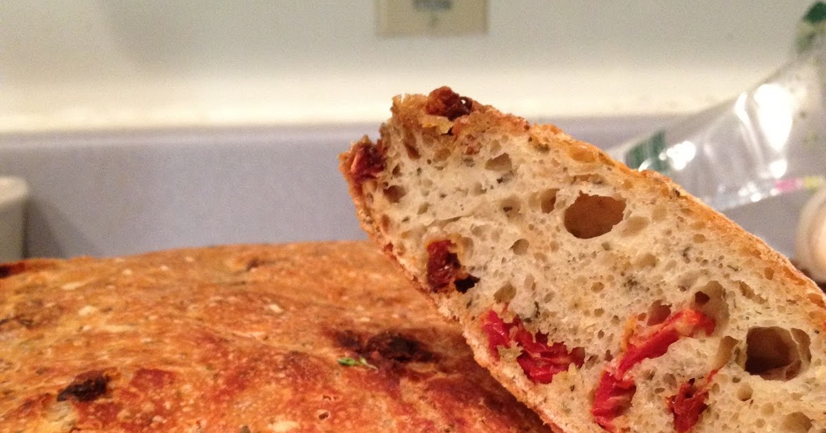My Salty Kitchen No Knead Parmesan and Sun Dried Tomato Bread