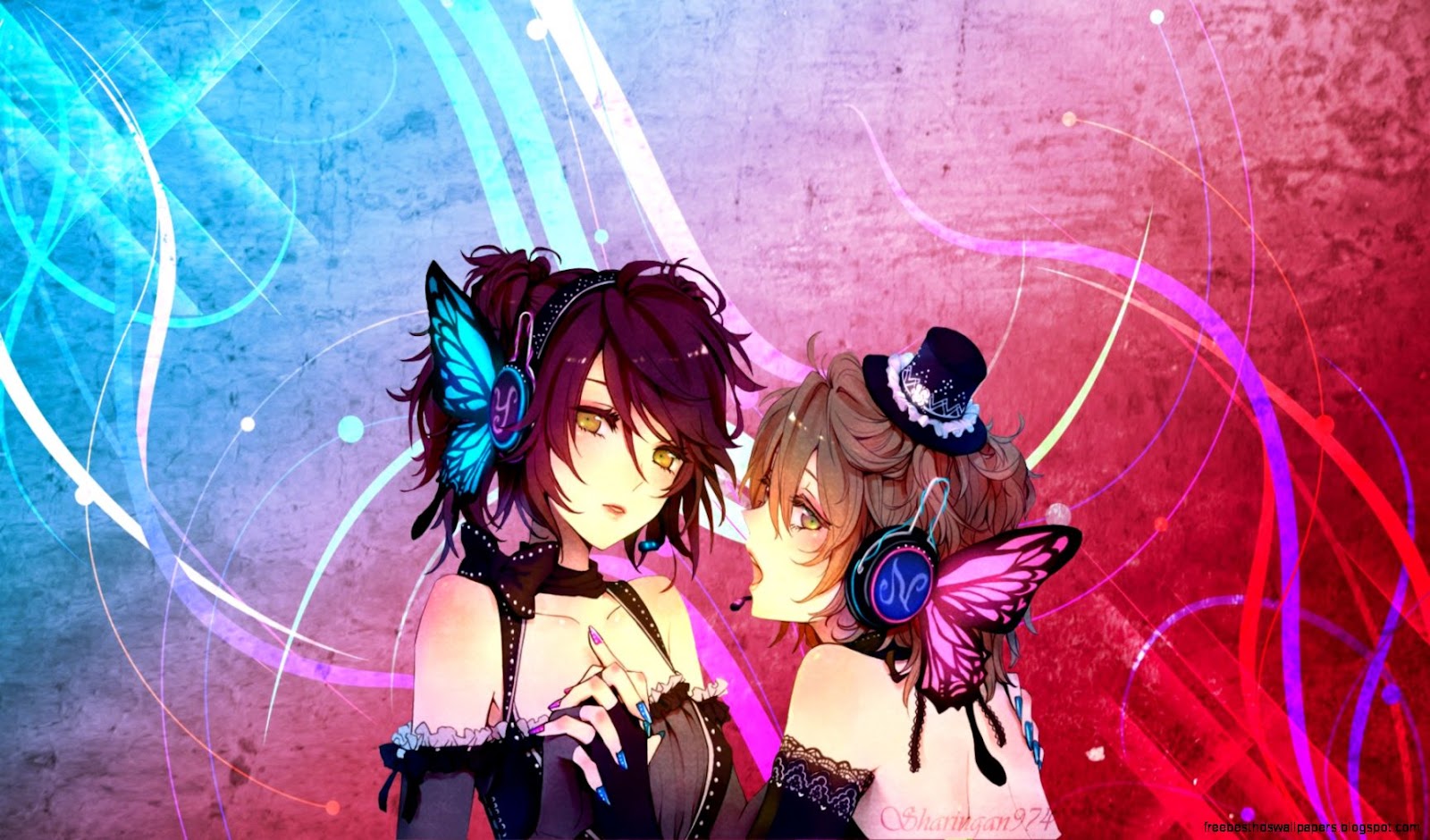 Butterfly Anime Girl with Headphones Butterfly Anime Girl with Headphones