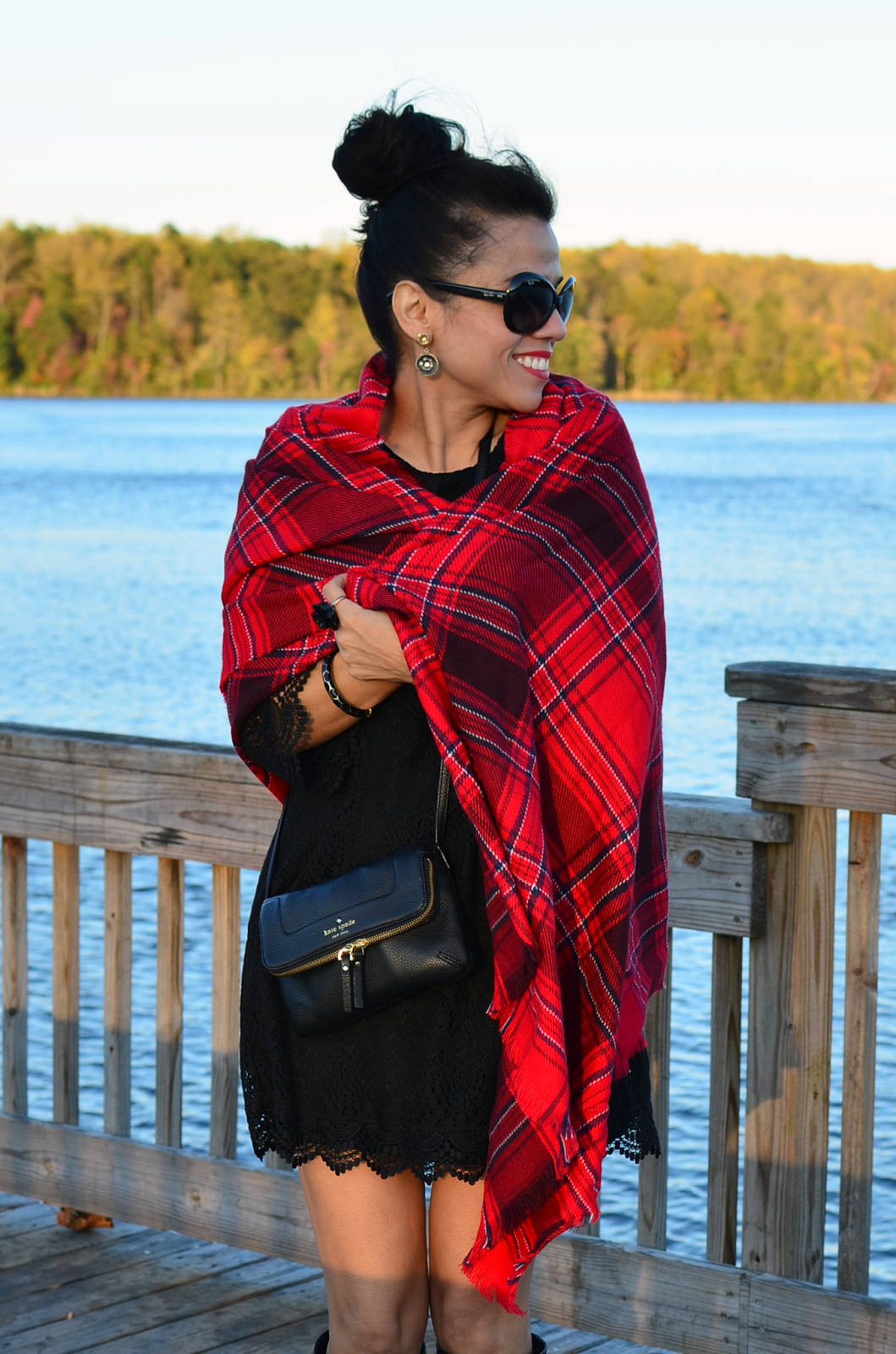 Lace Dress and Plaid Scarf MY SMALL WARDROBE