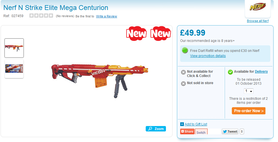 nerf rough cut argos