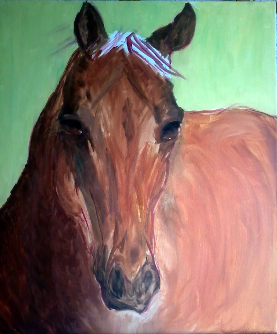 caballo al óleo, paso a paso, pintado por Nieves Sánchez