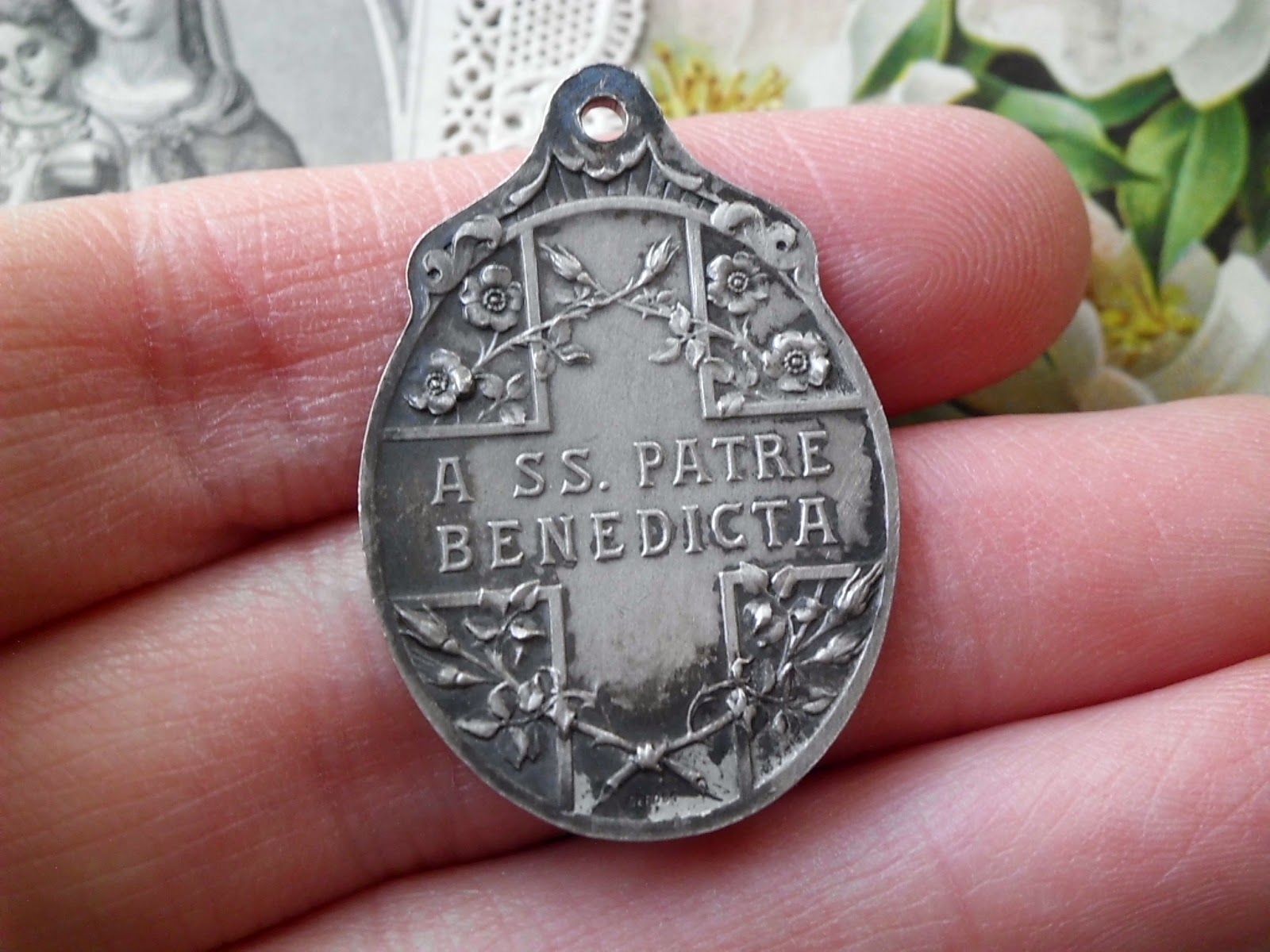 Vintage Religious Medals Antique Religious Holy Family Medal Hallmarked