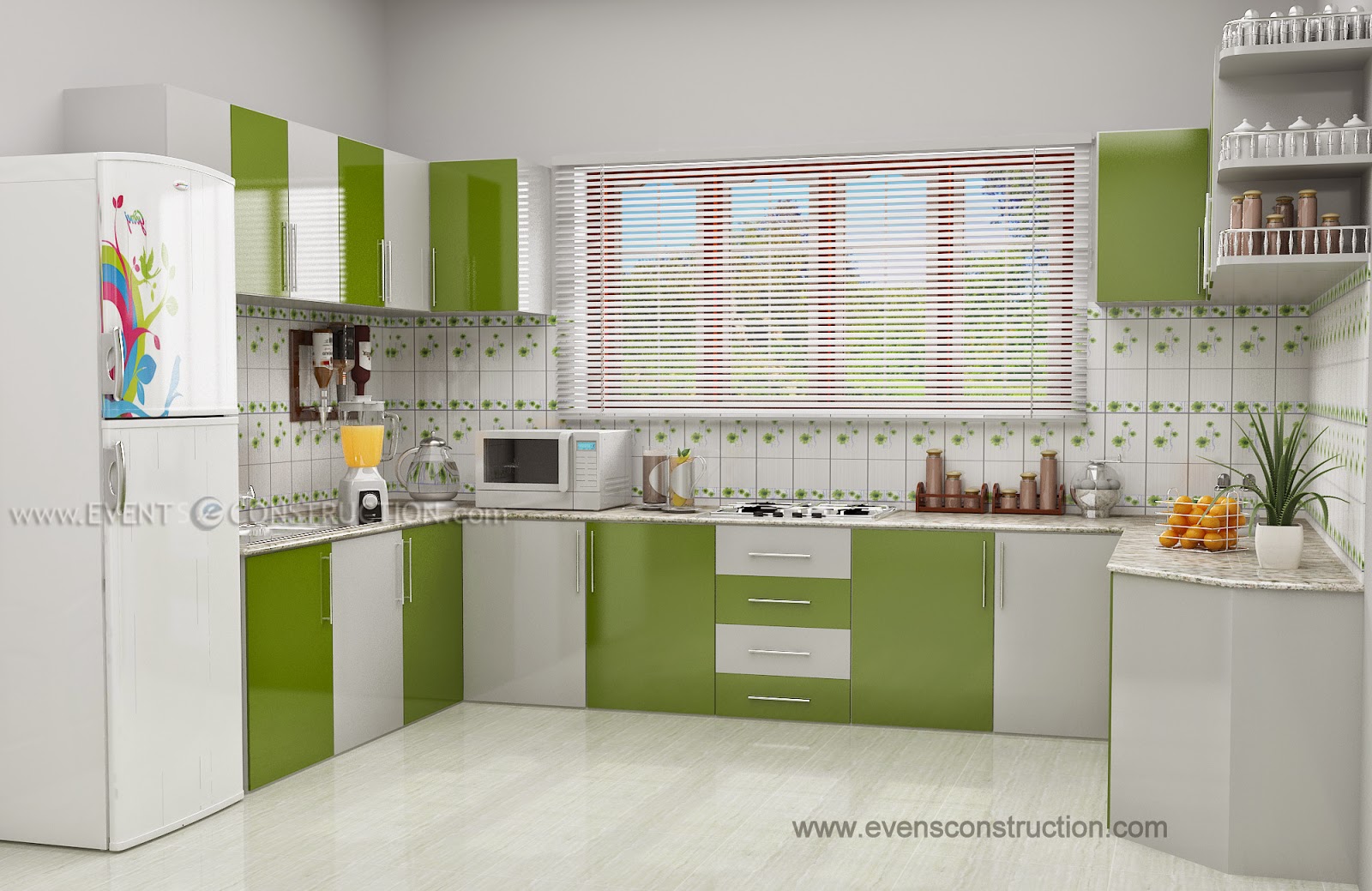 Evens Construction Pvt Ltd: Kerala kitchen interior design