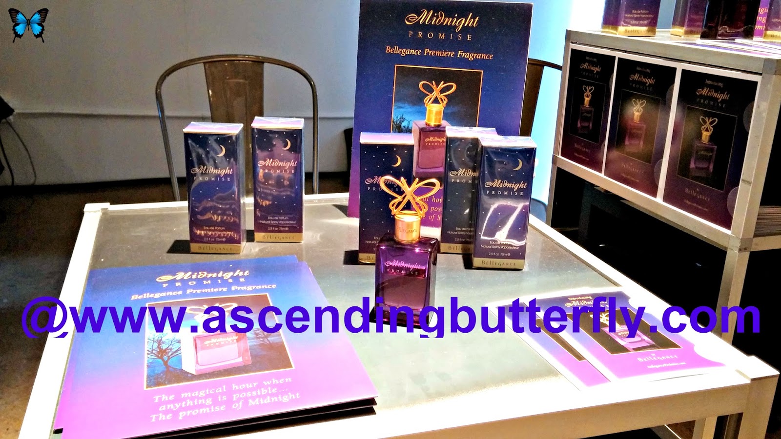Bellegance Perfumes premiere fragrance Midnight Promise, a beautiful Eau de Parfum, butterfly bottle