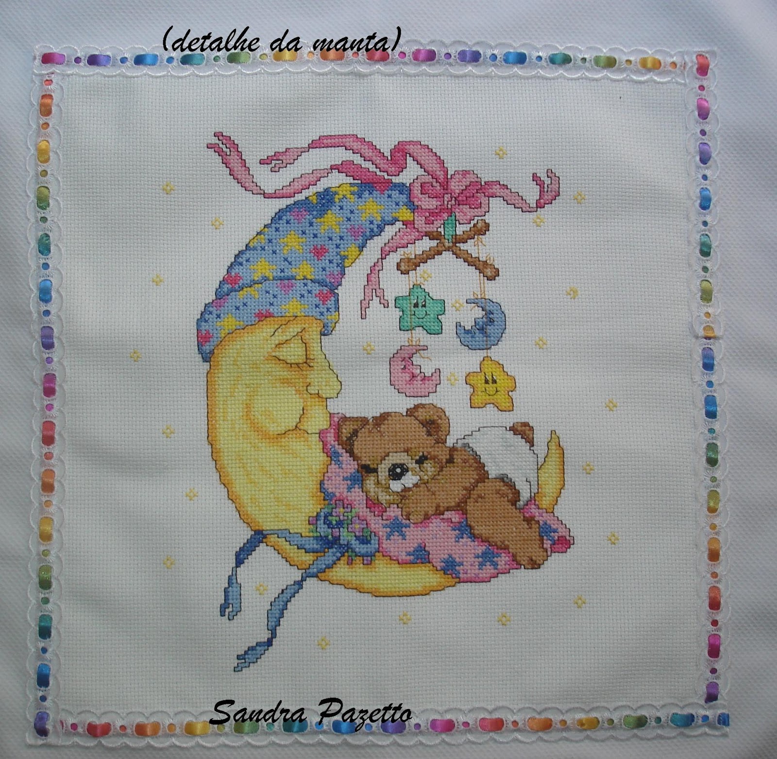 SANDRA PAZETTO PONTO CRUZ: manta bordada em ponto cruz - vendo tbem