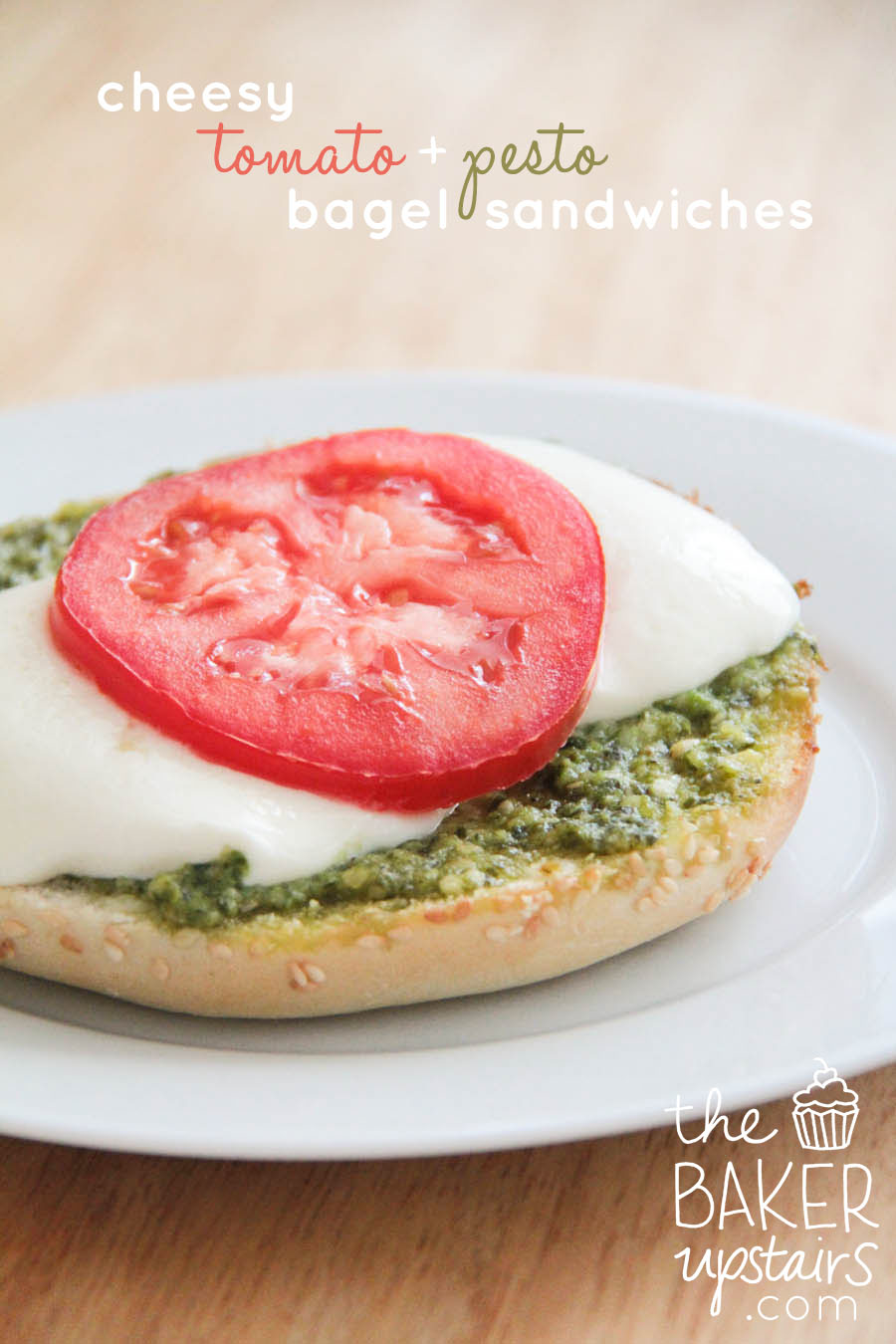 cheesy tomato and pesto bagel sandwiches The Baker Upstairs