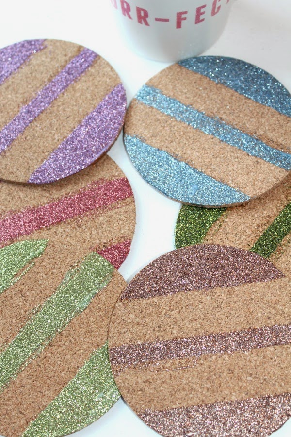 DIY Glittery Cork Board Coasters Sunny Days & Starry Nights