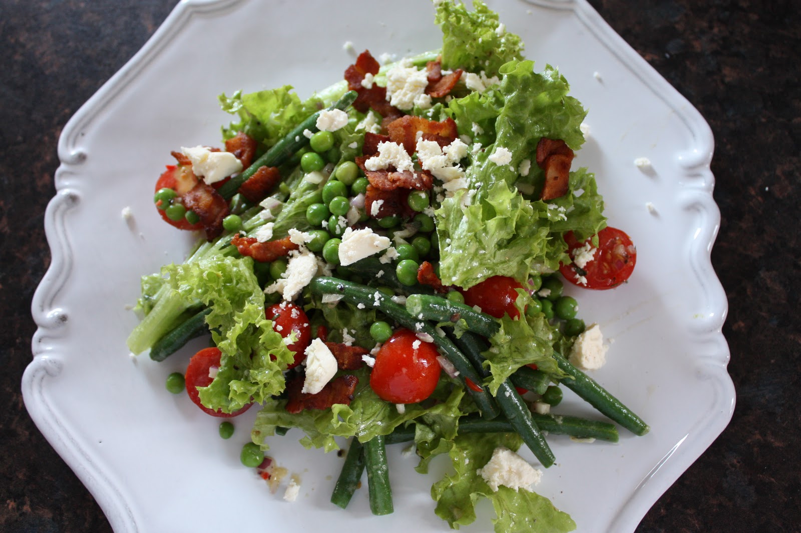Plum Kitchen Green bean and pea salad with feta...