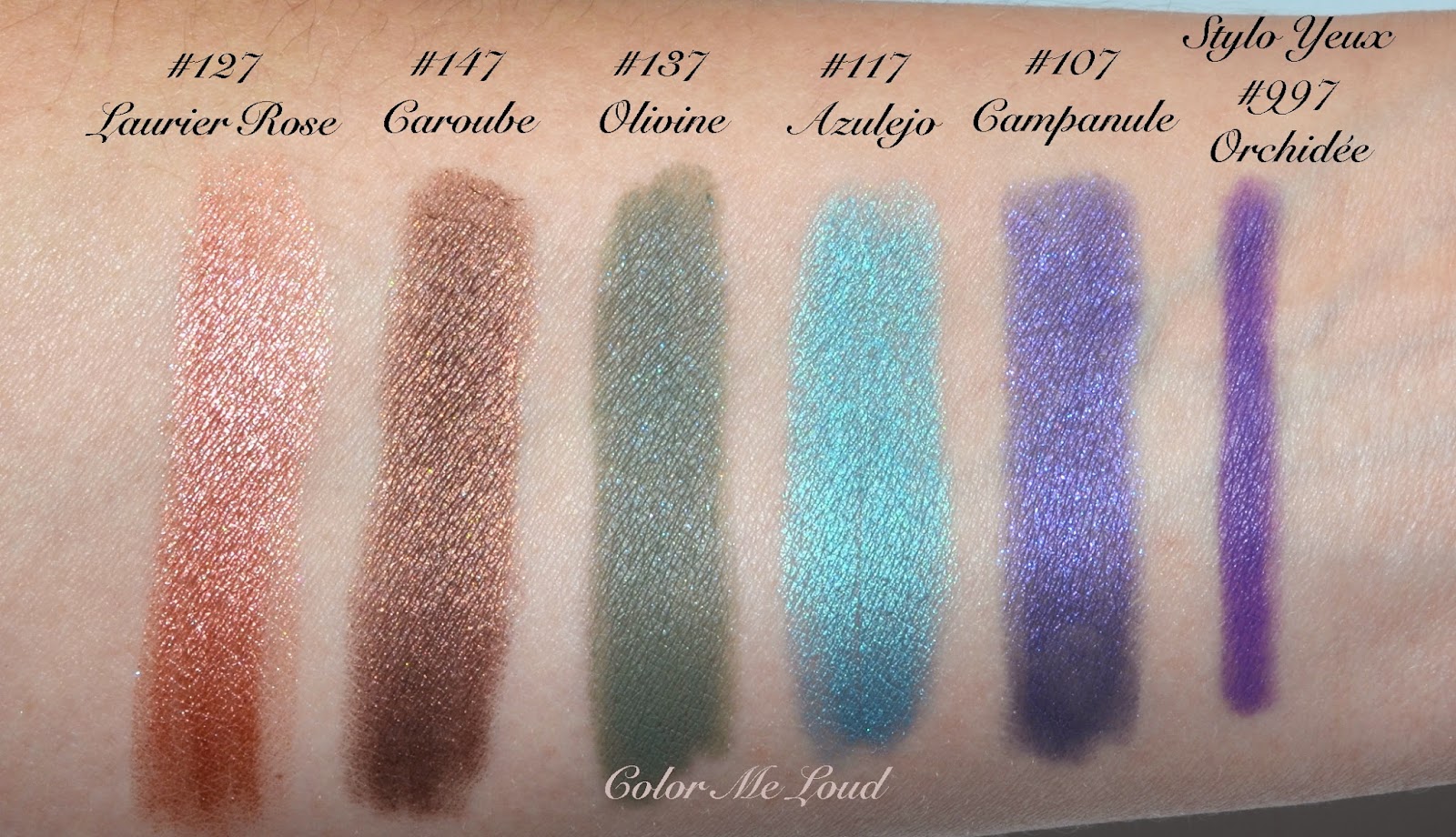 Chanel MOON RIVER 07, PINK LAGOON 27, JADE SHORE 37 Stylo Eyeshadow Swatches,  Review & FOTD - L'Ete Papillon de Chanel Collection for Summer 2013 -  Blushing Noir