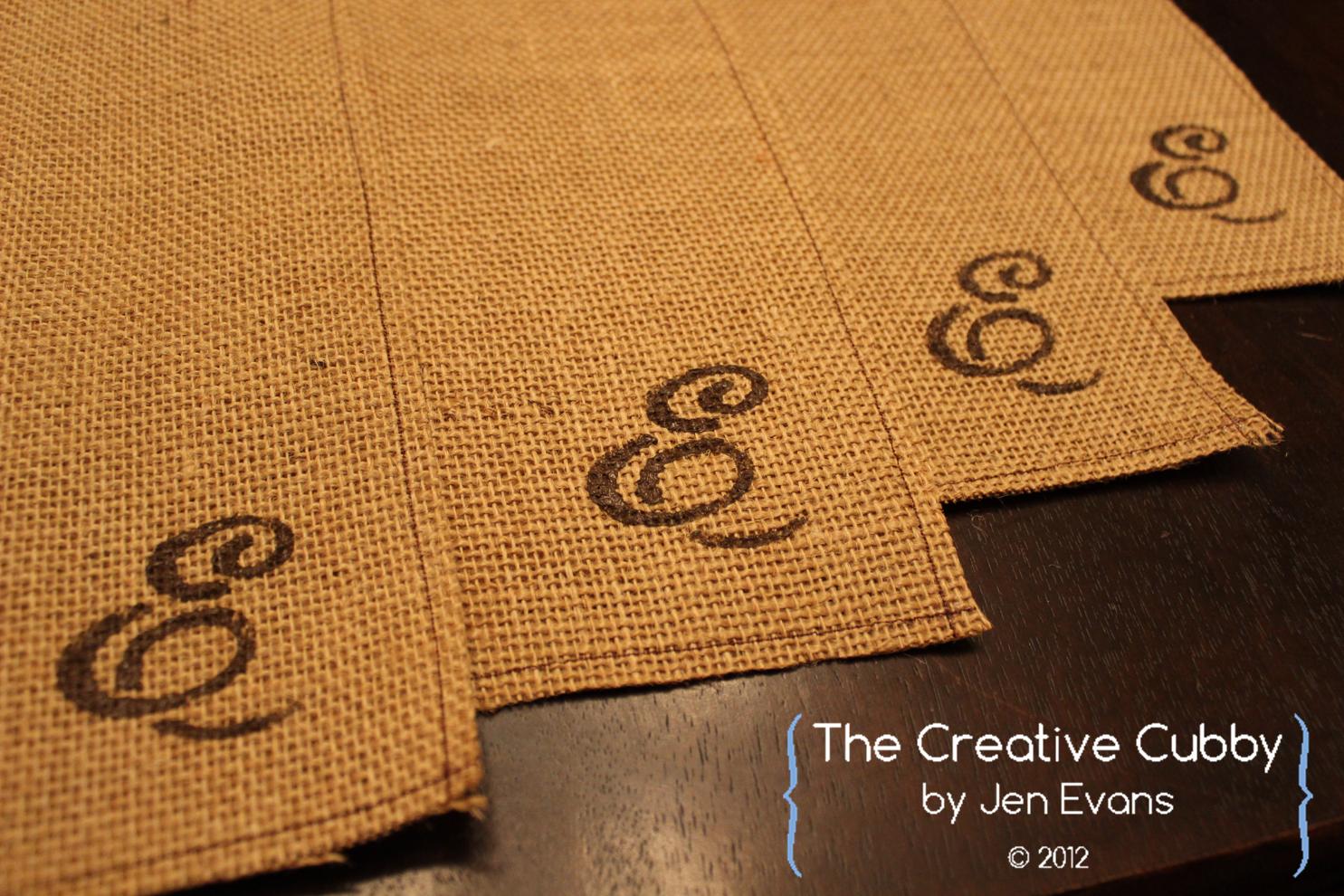 The Creative Cubby Monogram Burlap Placemats