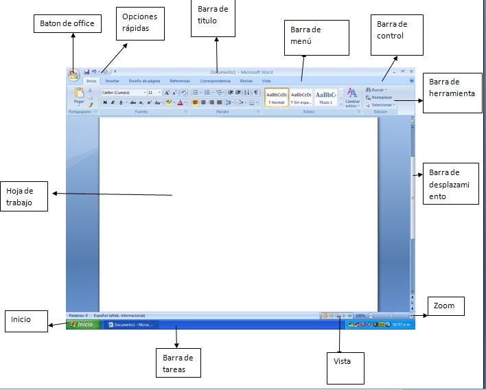 Banco de preguntas bloque 1: Principales elementos de la ventana de word