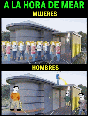 mujeres hombres meando