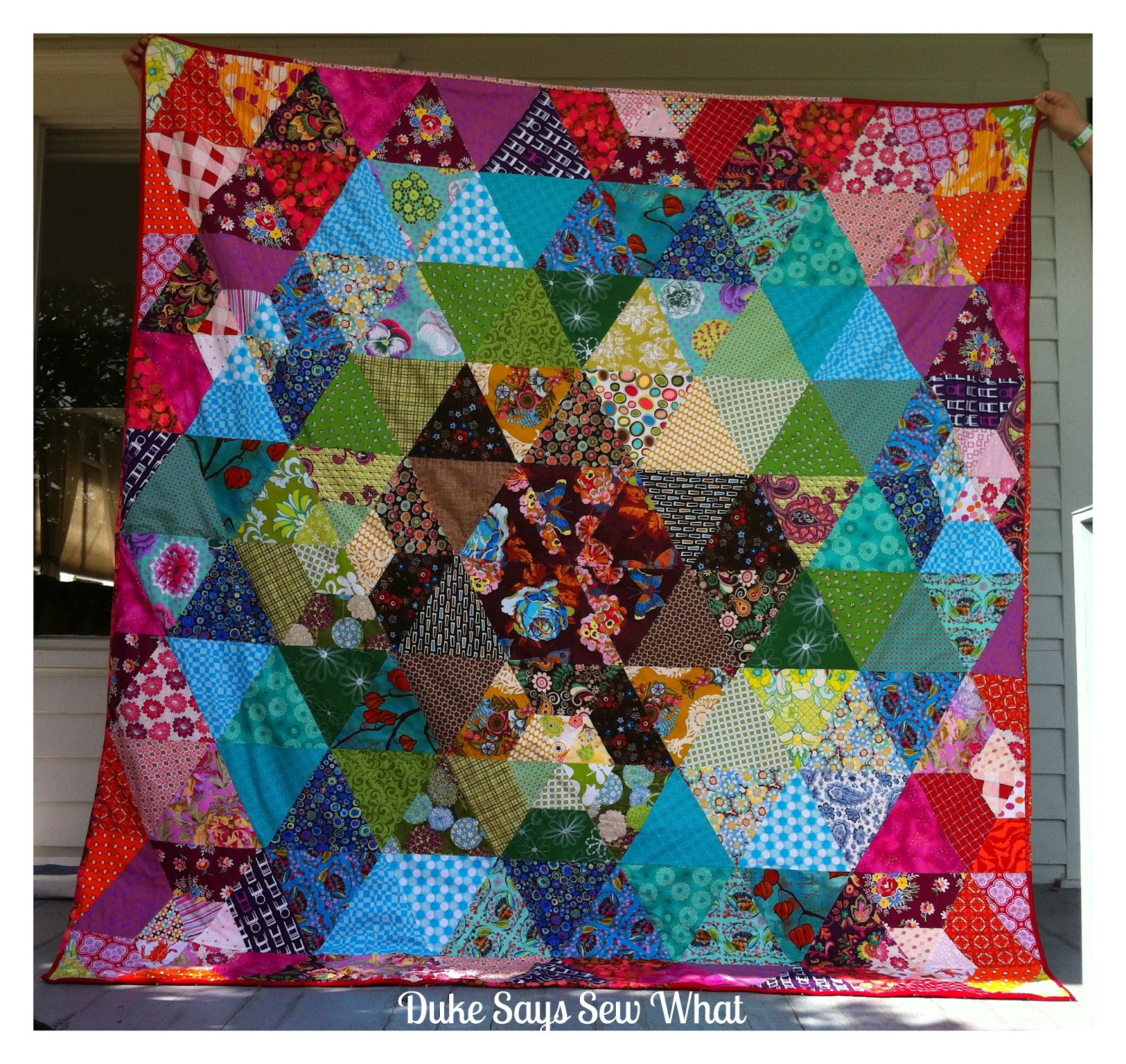 Duke Says Sew What Finished Prism Patchwork Quilt!