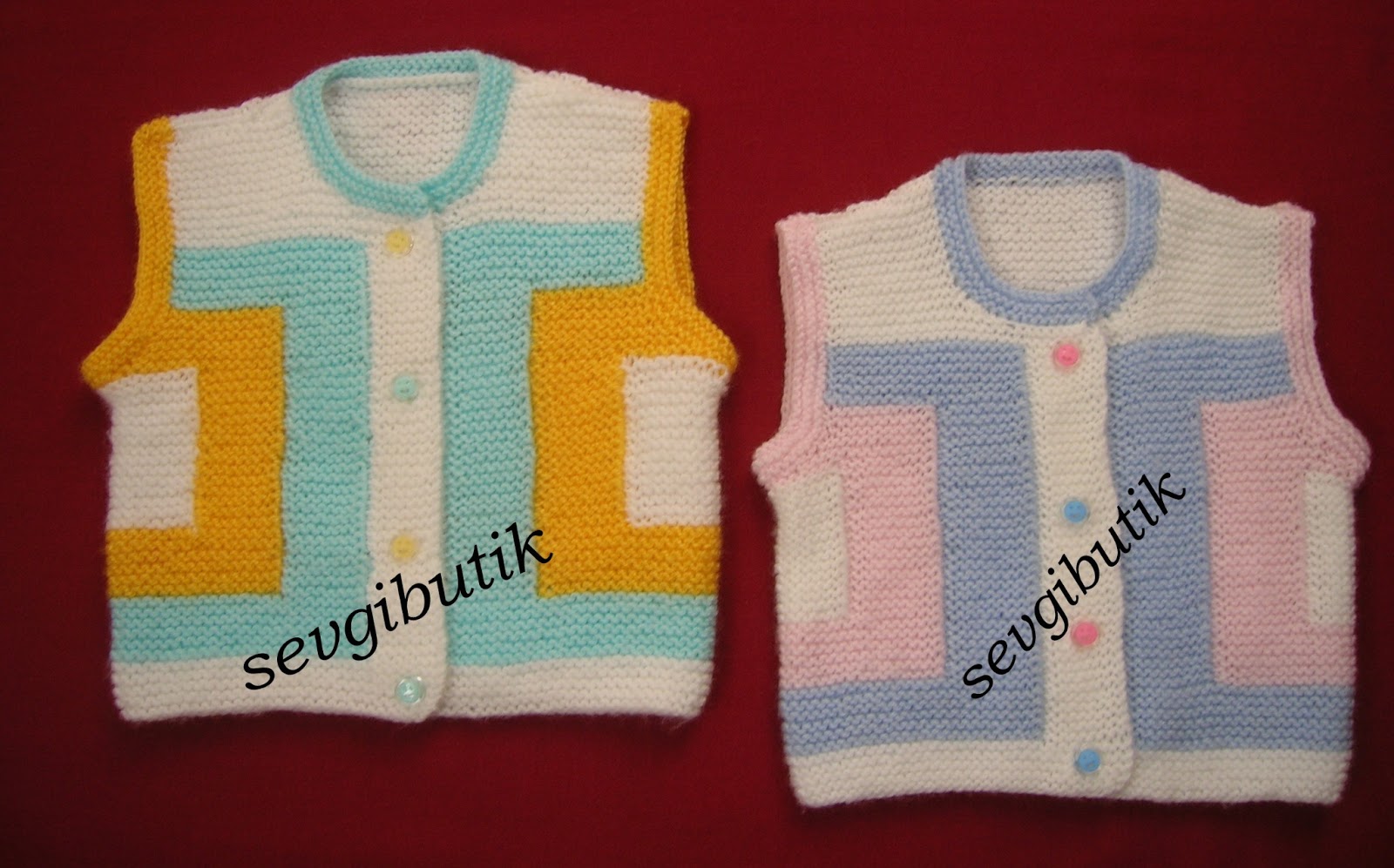 SEVGİ BUTİK 3 Renkle Örülen Dikişsiz Bebek Yeleği