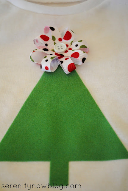 DIY Ribbon Topper for Christmas Tree Shirt, from Serenity Now