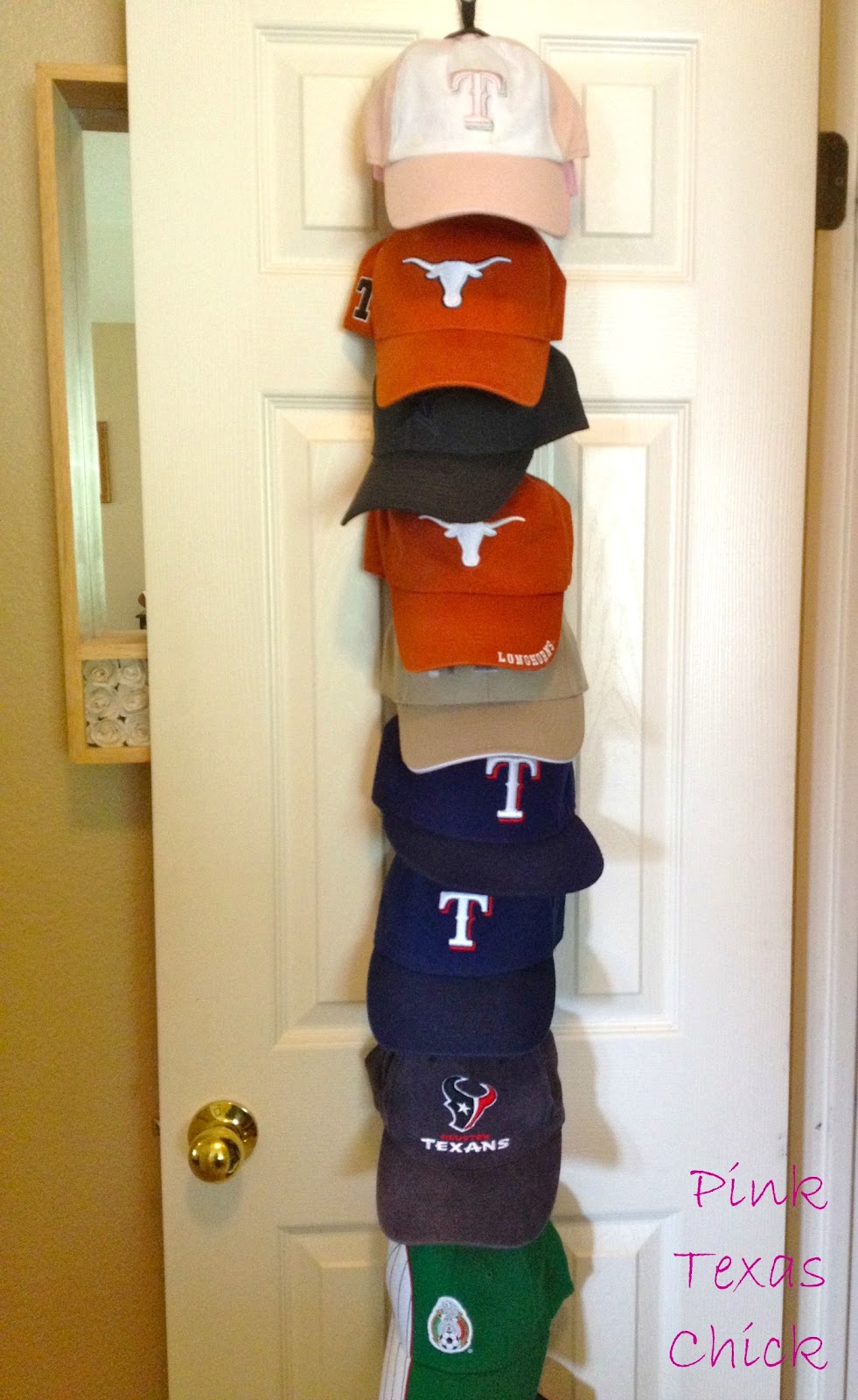 Pink Texas Chick Baseball Cap Rack Organizer