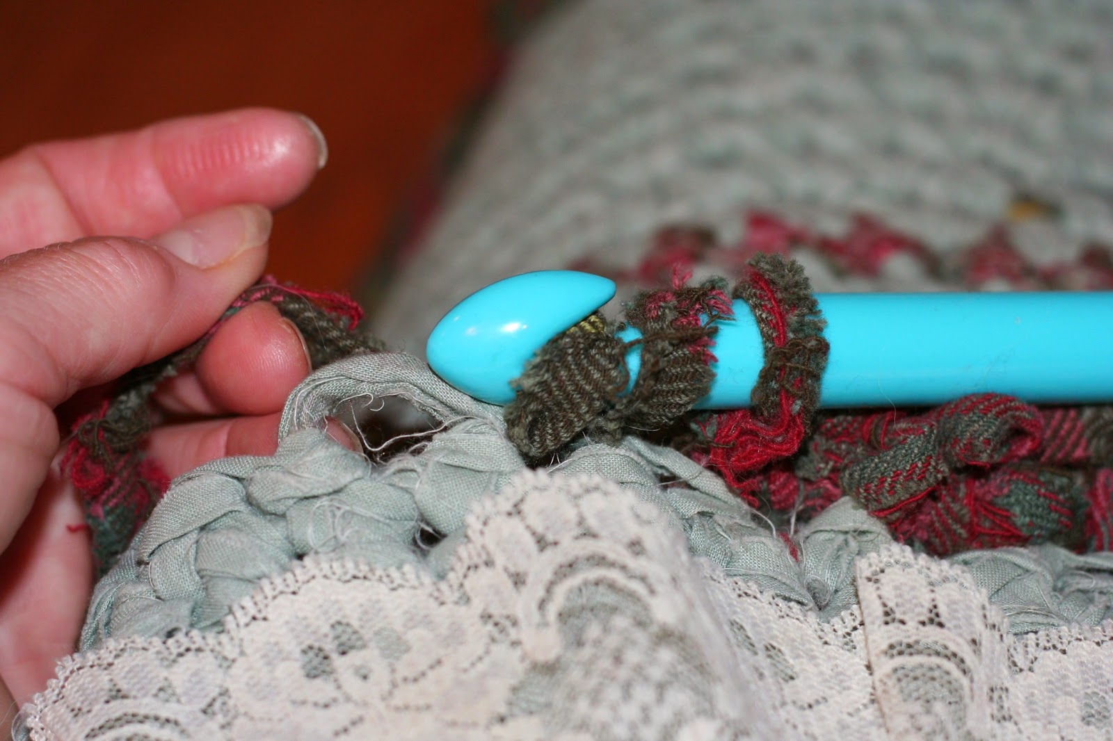 Whispers From Elizabeth Repairing a Rag Rug