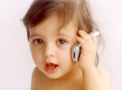 Cute Baby with phones wallpapers