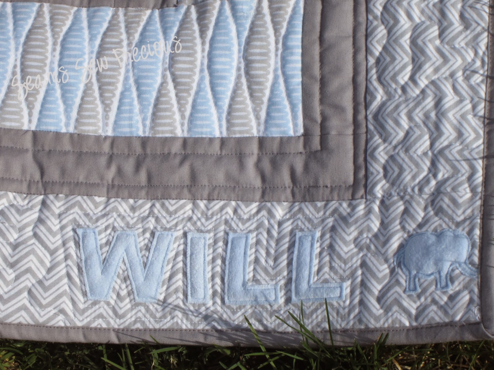 Seams Sew Precious Elephants on Parade A Gray Toned Baby Quilt