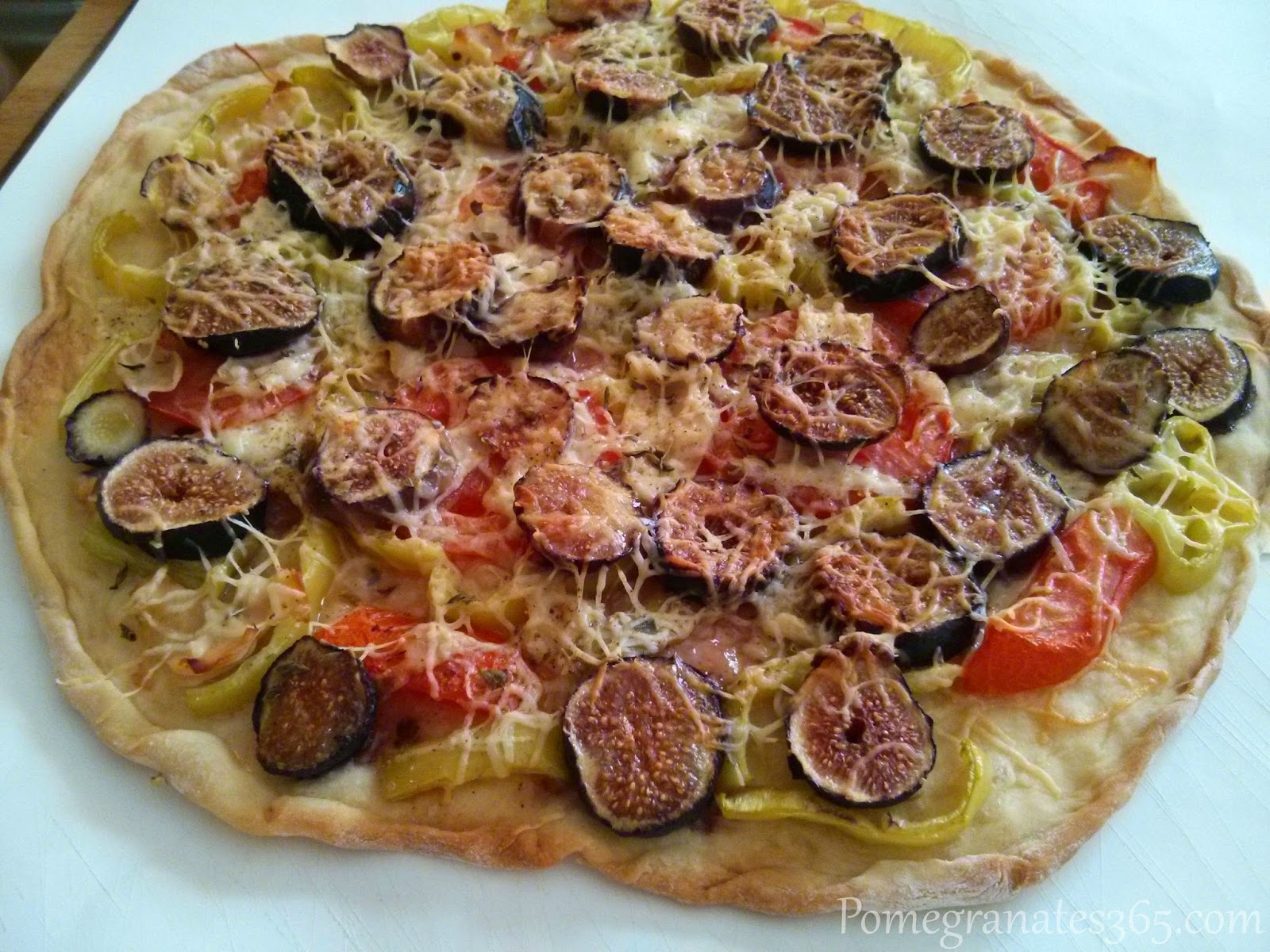 Gourmet fresh fig pizza with cheese