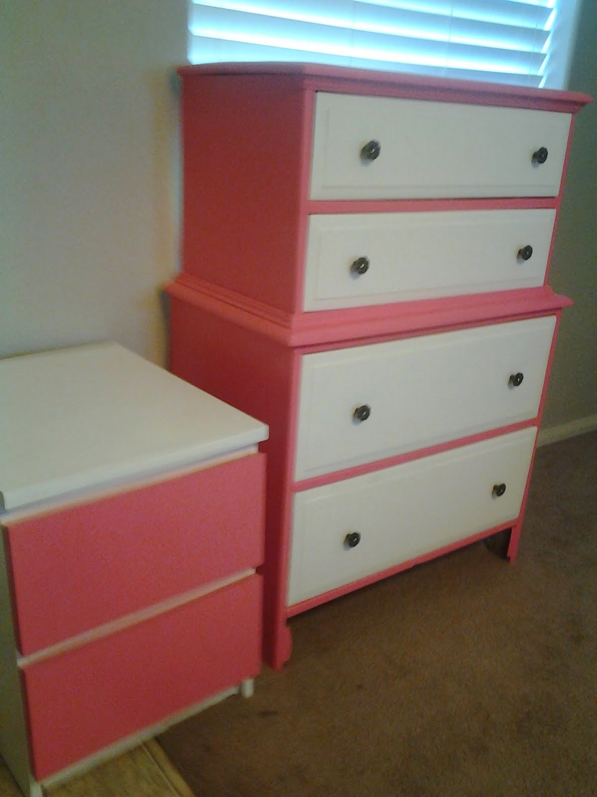 Pink dresser and nightstand $sold