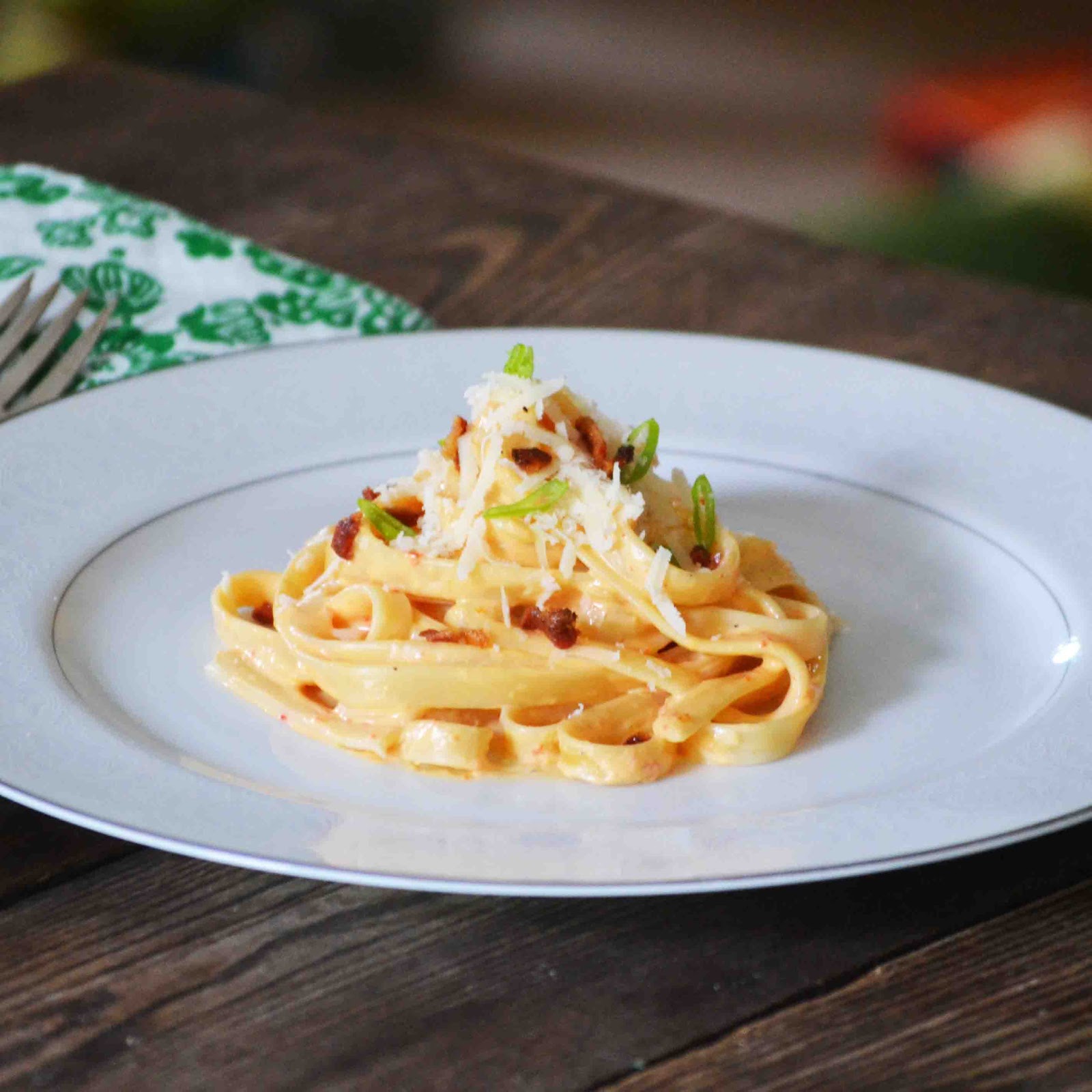 Roasted Red Pepper Alfredo w/ Bacon Baked New England