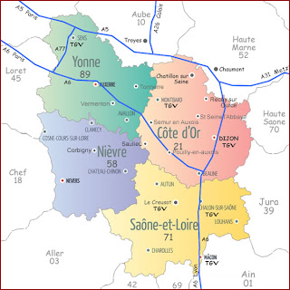 Carte de la Région Bourgogne