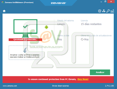 Zemana AntiMalware, haremos clic en el botón Escanear Zemana AntiMalware, haremos clic en el botón Escanear