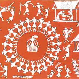 Indian Folk Painting Merry Making Villagers Warli Painting